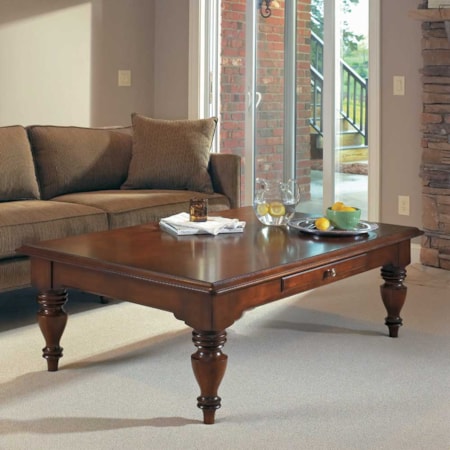 Rectangular Four Leg Two Drawer Cocktail Table