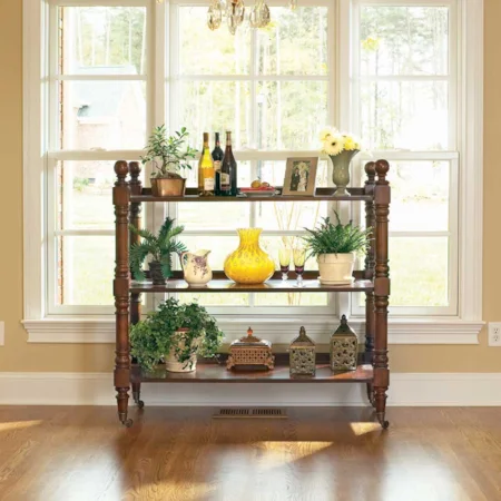Three Shelf Tiered Etagere with Turned Carved Legs