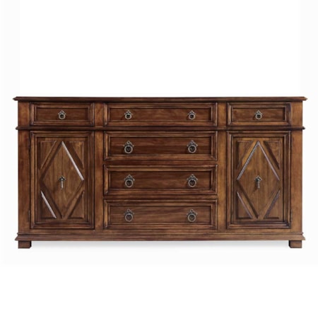 Six Drawer, Two Door Dresser