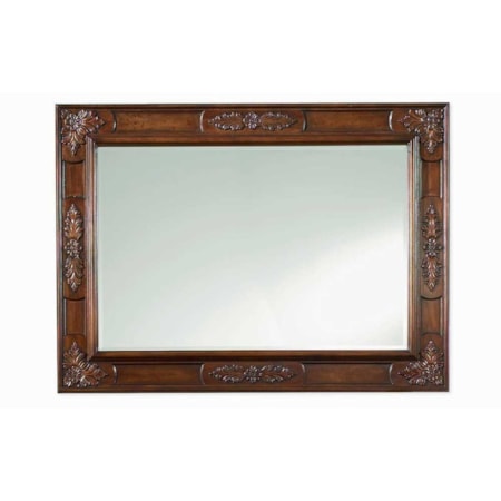 Rectangular Highly Carved Wood Frame Landscape Mirror with Beveled Glass