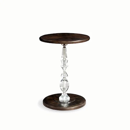 Round Chairside Table with Clear Acrylic Pedestal