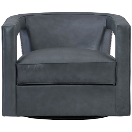 Contemporary Swivel Chair with Nailheads