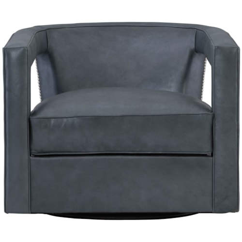 Contemporary Swivel Chair with Nailheads