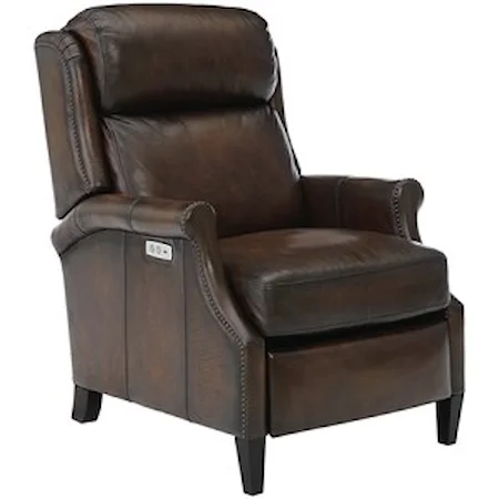 Traditional Power Motion High-Leg Recliner with Nailhead Trim