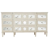 Transitional 9-Drawer Dresser with Mirrored Panels
