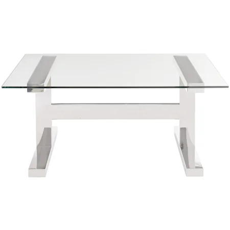Contemporary Square Cocktail Table with Metal Legs
