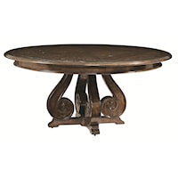 Round Dining Table with Four Scrolled Pedestal Base