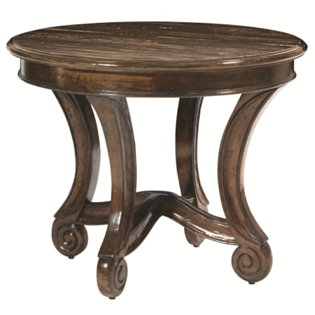 Center Table with Scrolled Pedestal Legs