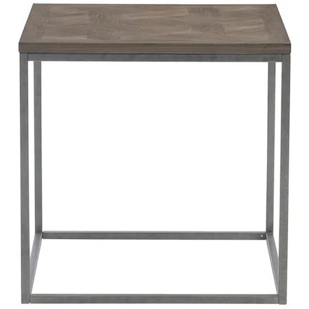 Contemporary End Table with Metal Base