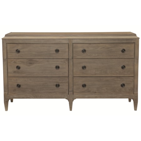 Dresser with 6 Drawers and Tapered Feet