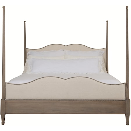 California King Poster Bed with Upholstered Headboard