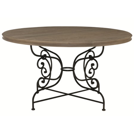 Round Dining Table with Decorative Solid Steel Base