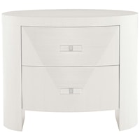 Contemporary Oval 2-Drawer Nightstand