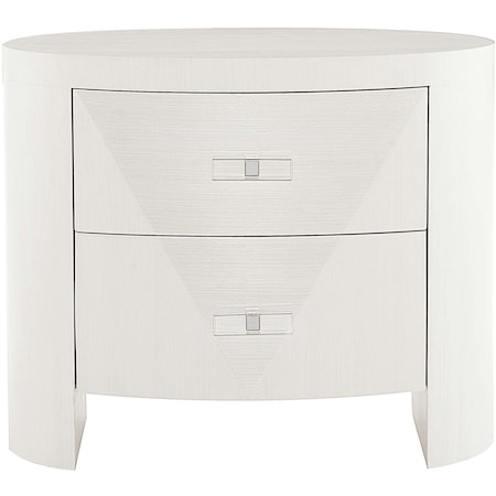 Contemporary Oval Nightstand with 2 Drawers