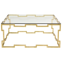 Square Cocktail Table with Glass Top and Metal Base