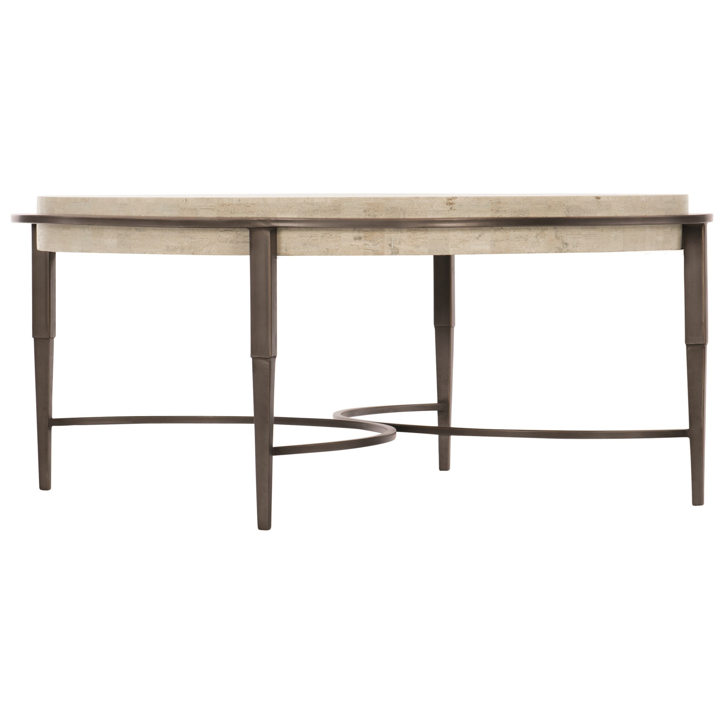 Bernhardt Barclay Metal Round Cocktail Table with Stone Top Darvin  Furniture Occ Cocktail-Coffee Tables