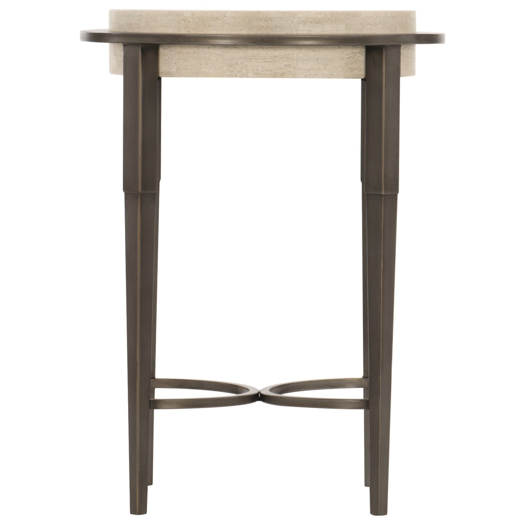 Bernhardt Barclay Metal Round Drink Table with Stone Top Sprintz  Furniture Occ End Tables