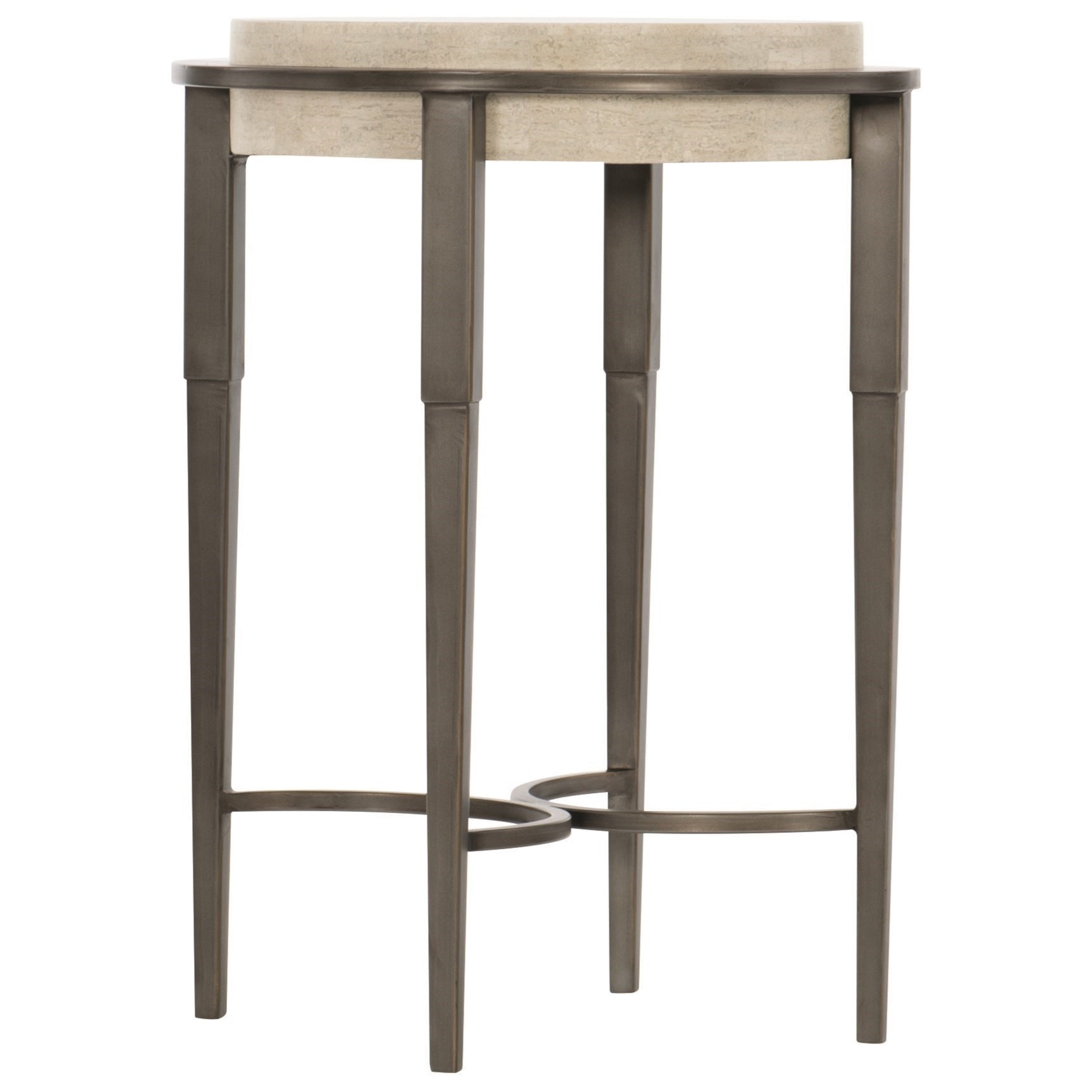 Bernhardt Barclay Metal Round Drink Table with Stone Top Darvin Furniture  Occ End Tables