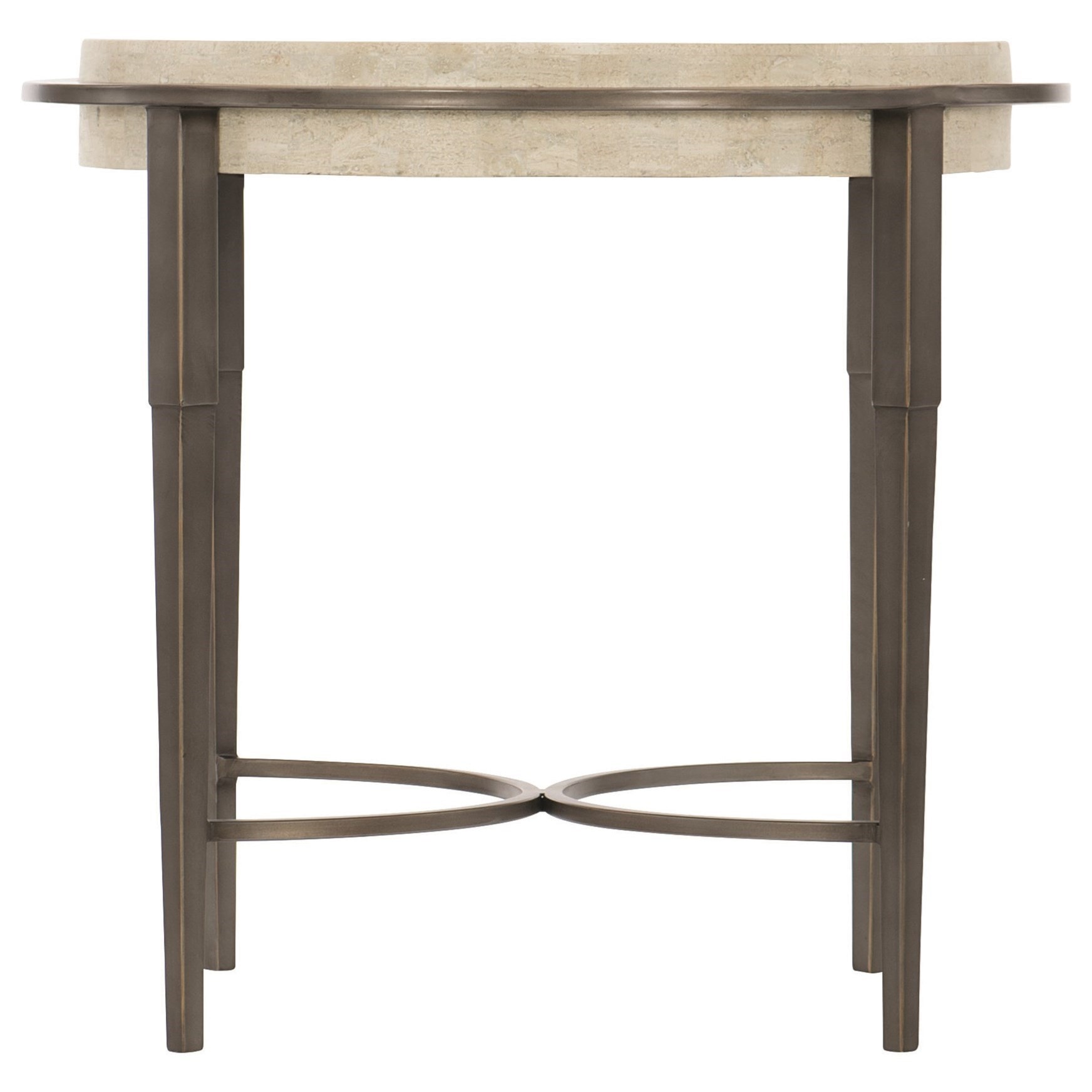 Bernhardt Barclay Metal Round Chairside Table with Stone Top Darvin  Furniture Occ End Tables