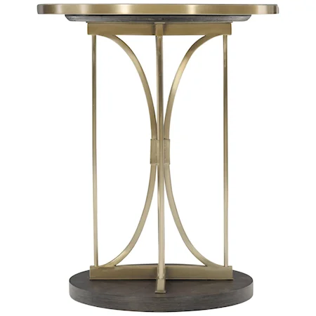 Contemporary Round Drink Table with Steel Base