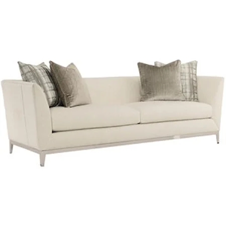 Contemporary Tuxedo Back Sofa with Stainless Steel Trim