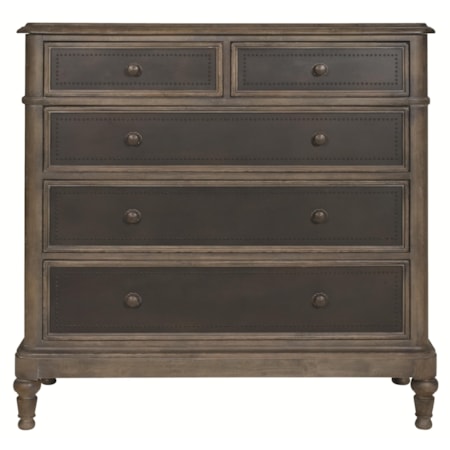 Transitional 5 Drawer Chest in White Oak