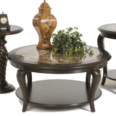 40" Round Cocktail Table with Marble Inset Top