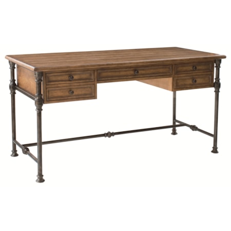 Metal Base Table Desk with Drawer Storage and Knob Hardware