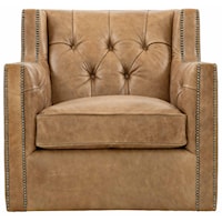 Leather Swivel Chair with Nail Head Trim