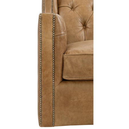 Leather Swivel Chair with Nail Head Trim