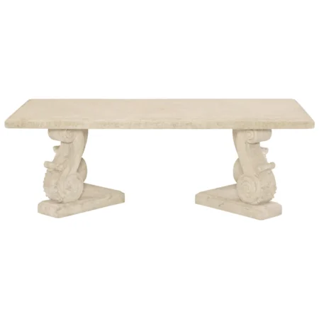 Crushed Stone Cocktail Table with Scroll Legs