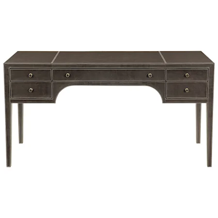 Contemporary 5-Drawer Leather Wrapped Desk