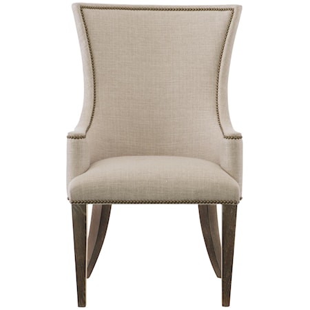Upholstered Host Arm Chair with Nailhead Trim