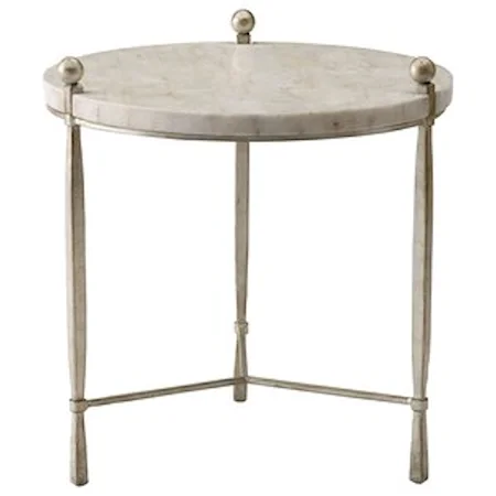 Round Chairside Table with Stone Top