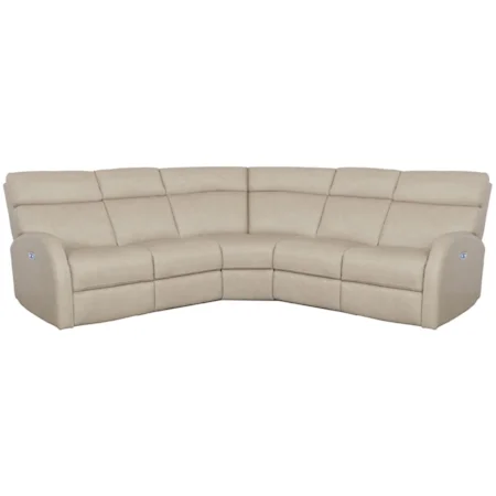 Leather Four Seat Power Motion Sectional with Power Tilt Headrests and USB Charging Ports