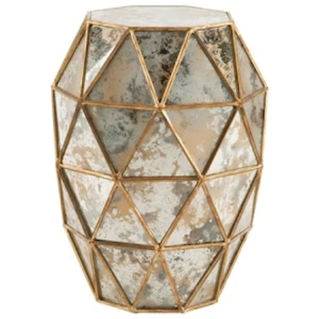 Geometric Gold Leaf and Antique Mirror Chairside Table