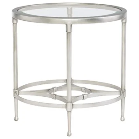 Contemporary Round Metal End Table with Glass Top