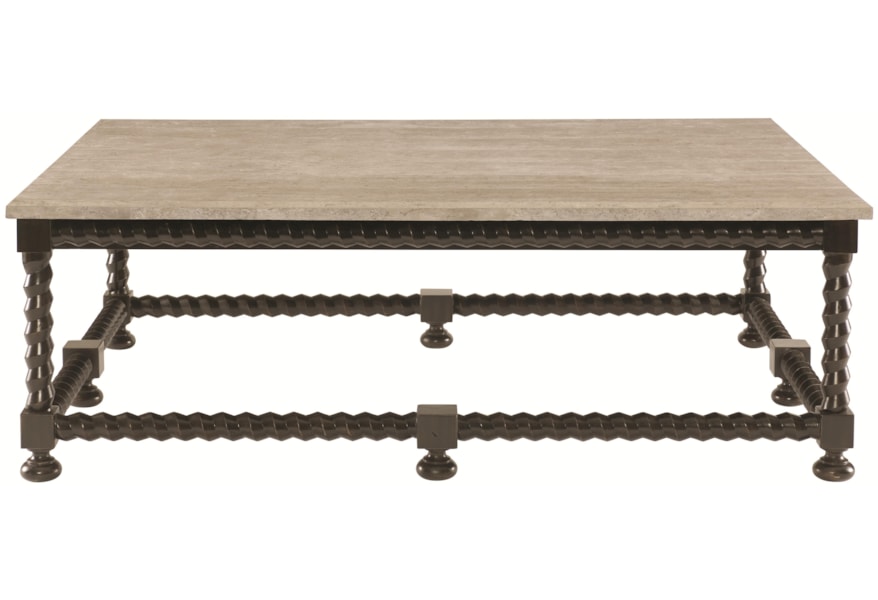 Bernhardt Cordova Cocktail Table with Travertine Stone Top