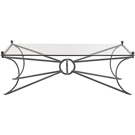 Contemporary Rectangular Cocktail Table with Glass Top