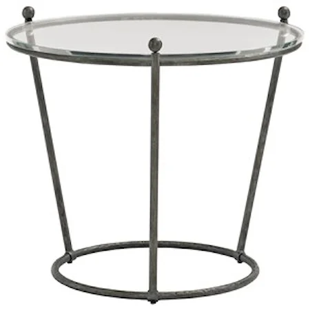 Contemporary Round End Table with Glass Top