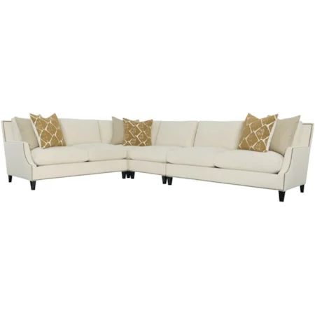Contemporary 5-Seat Sectional Sofa with Nailheads