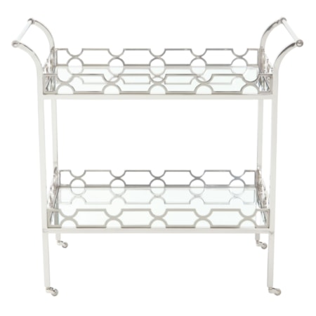 Metal Bar Cart with 2 Glass Shelves