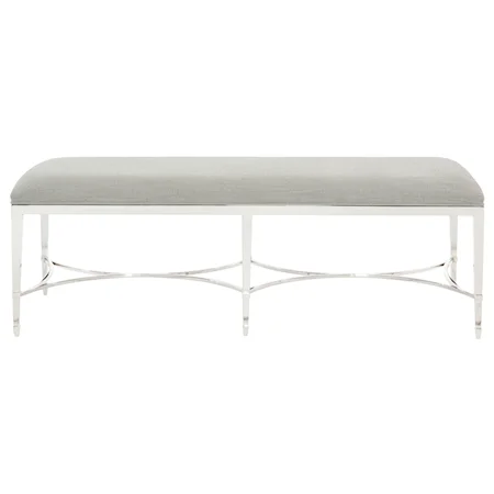 Transitional Metal Bench with Upholstered Seat
