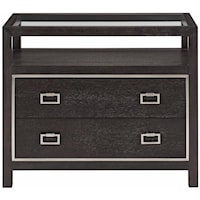 Contemporary 2-Drawer Nightstand with Glass Top
