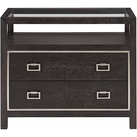 2 Drawer Nightstand with Glass Top