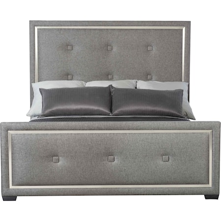 King Upholstered Panel Bed with Button Tufting