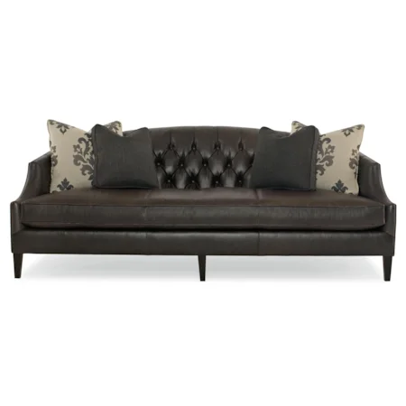 Contemporary Sofa with Button-Tufted Back and Sloped Track Arms