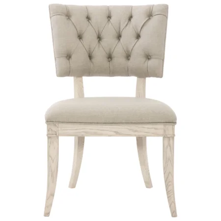 Customizable Transitional Upholstered Side Chair with Tufted Back