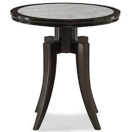 Round End Table with Antiqued Mirror Glass Top