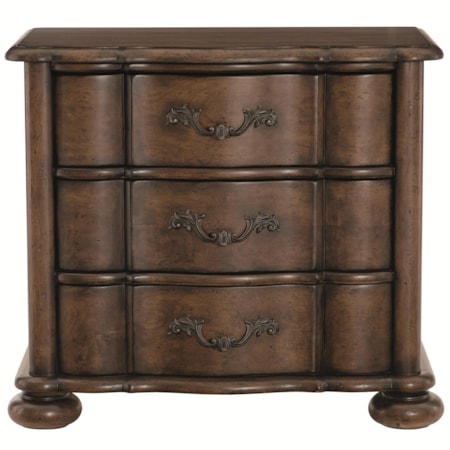 3 Drawer Nightstand with Bun Feet